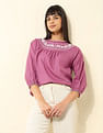 U.S. Polo Assn. Women Yoke Embroidered Frill Top