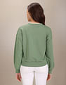 U.S. Polo Assn. Women Tipped Crew Neck Solid Sweatshirt