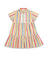 U.S. Polo Assn. Kids Girls Vertical Striped Lace A-Line Dress