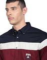Tommy Hilfiger Men Navy Monogram Blocking Regular Fit Casual Shirt