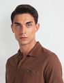 Arrow Sports Patterned Collar Solid Polo Shirt
