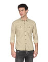 Flying Machine Double Patch Pocket Abstract Print Shirt