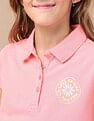 U.S. Polo Assn. Kids Girls Brand Printed Relaxed Fit Polo Shirt