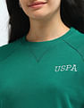 U.S. Polo Assn. Women Crew Neck Raglan Sleeve Solid Sweatshirt