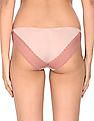 Calvin Klein Underwear Women Light Peach Lace Panel Branded Waistband Bikini Panty
