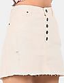 Aeropostale Women White Distressed Denim Skirt