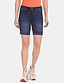 Aeropostale Blue Upturned Hem Stone Wash Denim Shorts