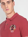 U.S. Polo Assn. Denim Co. Men Maroon Pique Solid Cotton Polo Shirt