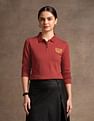 U.S. Polo Assn. Women Crest Logo Long Sleeve Polo Shirt