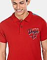 U.S. Polo Assn. Men Red Short Sleeve Brand Print Polo Shirt