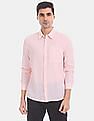 Calvin Klein Men Pink Striped Regular Fit Cotton Shirt