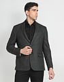 Arrow Notch Lapel Collar Patterned Knit Blazer