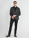 Arrow Notch Lapel Collar Patterned Knit Blazer