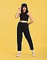 Flying Machine Women Pure Cotton Drawstring Waist Jogger Jeans