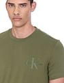 Calvin Klein Men Green Crew Neck Solid Cotton T-Shirt