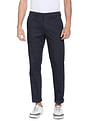 Tommy Hilfiger Men Navy Micro Check Denton Straight Fit Casual Trousers