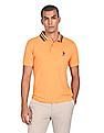 U.S. Polo Assn. Striped Collar Solid Polo Shirt