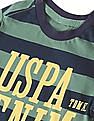 U.S. Polo Assn. Kids Boys Green Round Neck Striped T-Shirt