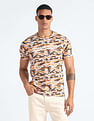 Flying Machine Camouflage Print Cotton T-Shirt