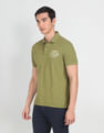 U.S. Polo Assn. Denim Co. Ribbed Collar Brand Print Polo Shirt
