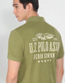 U.S. Polo Assn. Denim Co. Ribbed Collar Brand Print Polo Shirt
