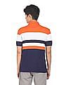 U.S. Polo Assn. Men Orange And Navy Striped Short Sleeve Polo Shirt