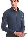 USPA Tailored Blue Tailored Regular Fit Checked Shirt