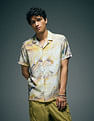 Flying Machine Abstract Printed Digitopia Cuban Collar Shirt