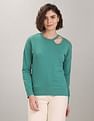 U.S. Polo Assn. Women Cut Out Shoulder Solid Top