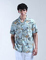 Flying Machine Tropical Printed Pure Cotton Cuban Shirt