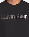 Calvin Klein Men Black Slim Fit Metallic Logo Print T-Shirt