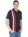 AD by Arvind Cotton Modern Fit Striped Polo Shirt