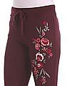 Aeropostale Floral Embroidered Drawstring Waist Lounge Pants