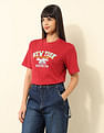 U.S. Polo Assn. Women Boxy Fit Typography Printed T-Shirt