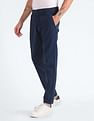 Flying Machine Elasticised Waist Solid Trousers