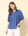 U.S. Polo Assn. Women Pintuck Yoke Top