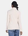 Calvin Klein Women White Striped High Neck Sweater