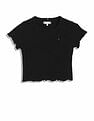 Tommy Hilfiger Kids Girls Texture Slim-Fit Cotton T-Shirt