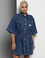 Calvin Klein Bell Sleeve Denim Shirt Dress
