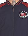 U.S. Polo Assn. Denim Co. Men Navy Stand Collar Colour Block Bomber Jacket