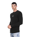 Calvin Klein Men Black Crew Neck Solid Long Sleeve Sweater