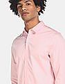 Calvin Klein Men Light Pink Slim Fit Stretch Satin Solid Casual Shirt