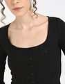 Calvin Klein Jeans Regular-Fit Polyester Scoop Neck Crop Top