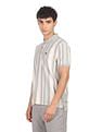 AD by Arvind Cotton Vertical Striped Polo Shirt