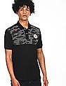 Aeropostale Women Black Cotton Brand Print Polo Shirt