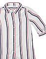 U.S. Polo Assn. Kids Girls White Spread Collar Striped Shirt