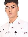 U.S. Polo Assn. Men White Logo Print Pique Polo Shirt