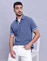 Tommy Hilfiger Mens Blue Solid Polo Shirt