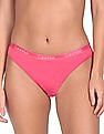 Calvin Klein Underwear Women Pink Logo Waistband Solid Bikini Panties