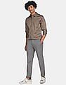 Calvin Klein Men Taupe Slim Fit Satin Stretch Solid Casual Shirt